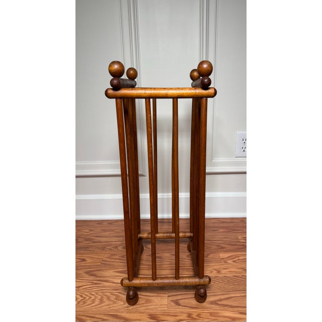 Arts & Crafts Solid Wood Stick & Ball Collapsible Umbrella Stand For Sale - Image 4 of 12