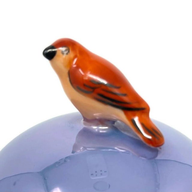 Cornflower Blue 1920s Art Deco Noritake Morimura Japanese Lusterware Figural Bird Domed Lid Trinket Box For Sale - Image 8 of 10