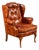 Mid 20th Century Tufted Leather Wingback Armchair in Burnt Amber For Sale