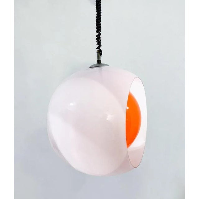 Mid-Century Eclisse Pendant Light in White and Orange Murano Glass, 1960s For Sale - Image 4 of 13