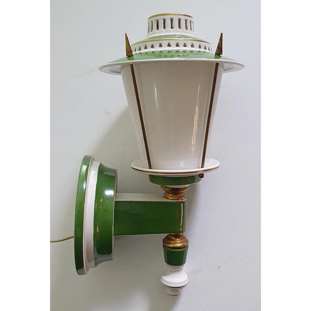 Mid-Century Wall Sconces in Porcelain and Brass, France, 1970s, Set of 2 For Sale - Image 9 of 12