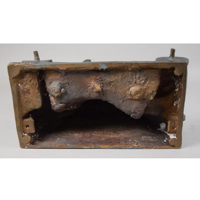 Metal Ted Egri, Ted Egri Taos Modernist Judaica Cubist Bronze Sculpture Rabbi & Torah WPA Artist For Sale - Image 7 of 14