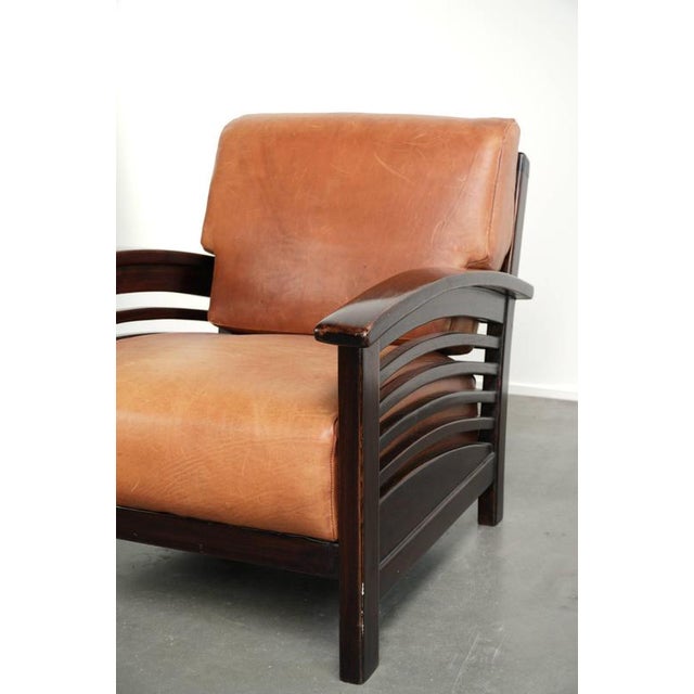 Art Deco Cognac Colored Cowhide Armchair For Sale - Image 9 of 13