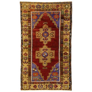 Vintage Mid-Century Turkish Oushak Rug - 3′5″ × 5′11″ For Sale