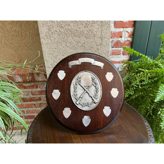 1910s Antique English Rifle Gun Shoot Trophy Award Plaque Silver Plate Shield C1910 For Sale - Image 5 of 12