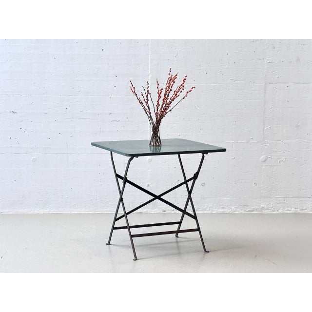 Vintage Folding Table in Metal with Cast Iron Frames, 1950s For Sale - Image 4 of 16