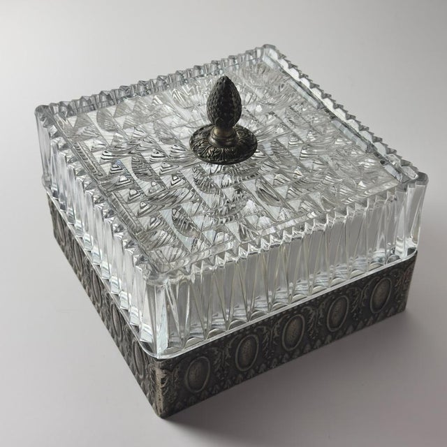 Silver Vintage Crystal Ceiling Lamp, Italy, 1960s For Sale - Image 8 of 18