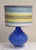 Blue Vintage Table Lamp with Internally Illuminated Blue Glass Base and Fabric Shade, 1970s For Sale - Image 8 of 8