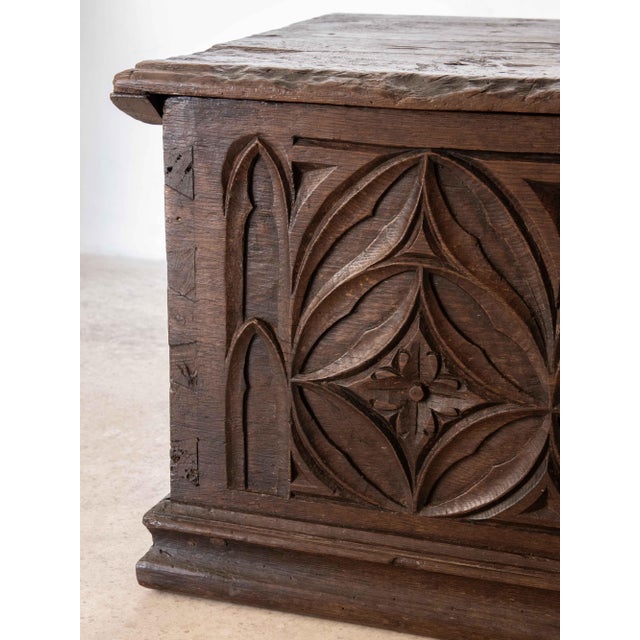 Wood Gothic Haute Epoque Chest in Walnut For Sale - Image 7 of 8