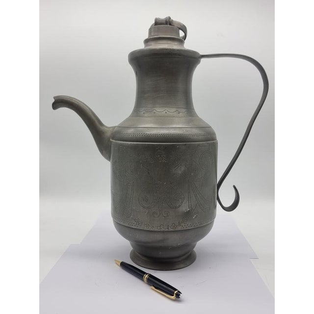 Pewter Jug / Can Art Nouveau Etain Tin Pitcher