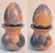 Late 20th Century Vintage Carved Soapstone Egg & Rainbow Stone Egg Set of 2 W/ Stands For Sale - Image 5 of 13