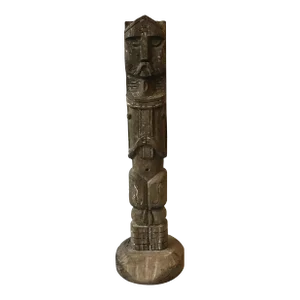 1960s Carved Wood Tiki Totem Sculpture Of A Knight