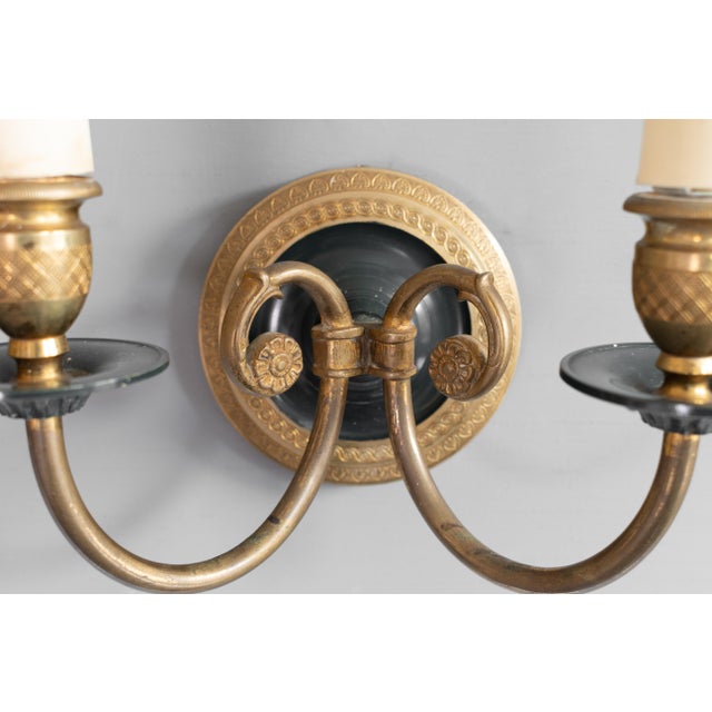 Metal Vintage Decorative Wall Lights in Brass, 1930s, Set of 2 For Sale - Image 7 of 9