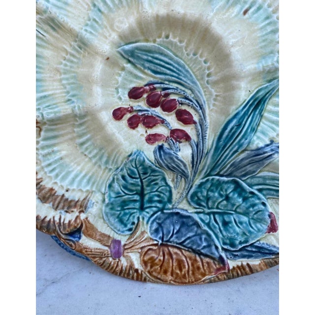 Rustic 19th Century Majolica Oyster Plate Wasmuel For Sale - Image 3 of 7
