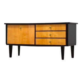 Birch and Ebony Tv Console Credenza For Sale