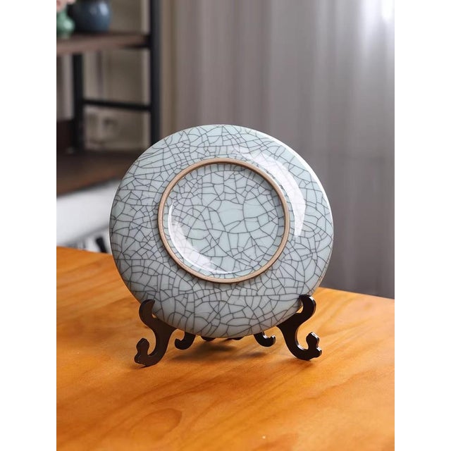 Chinoiserie Chinese Ice-Crackle Glazed Porcelain Plate For Sale - Image 3 of 4