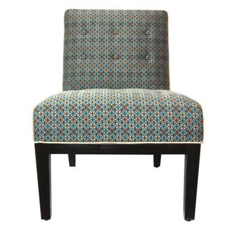 Upholstered Slipper Chair in Geometric Pattern For Sale