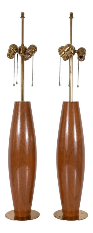 Walnut Table Lamps for Hansen - A Pair