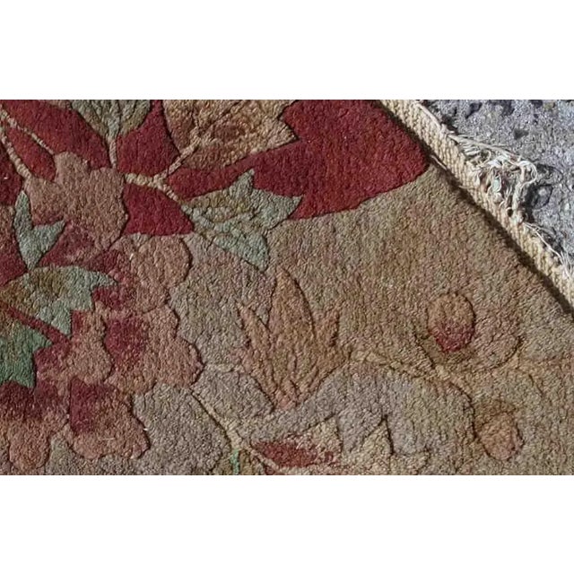 Handmade antique Art Deco Chinese mat in red and beige wool. The rug is from the beginning of 20th century, in original...