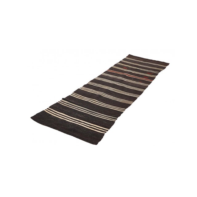 Mid-Century Modern Striped Vintage Decorative Kilim Runner - 3`5″ X 13`3″ For Sale - Image 3 of 6