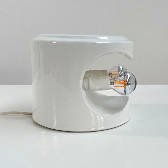 Mid-Century Modern White Stacking Ceramic Table Lamp from Perdomello, Italy, 1970s For Sale - Image 3 of 9
