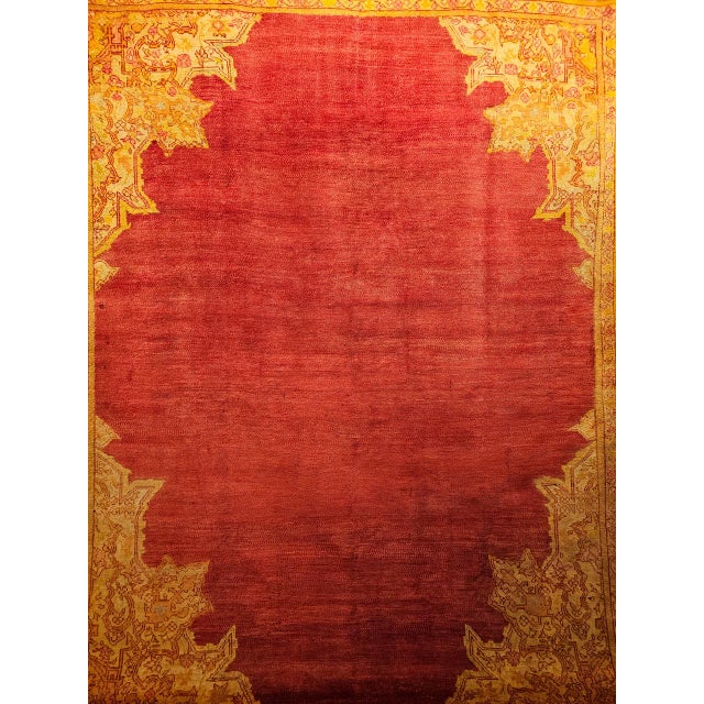 Antique Turkish Oushak Room Size Rug, Handwoven Wool, Red & Yellow, 10' x 12' For Sale - Image 10 of 16
