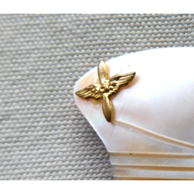 Metal Mother of Pearl Wwii Sea Captain's Hat Brooch Pin For Sale - Image 7 of 9
