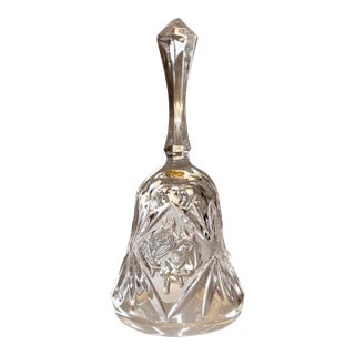 Mid 20th Century Crystal Dinner Hand Bell With Equestrian Horses and Star Design For Sale
