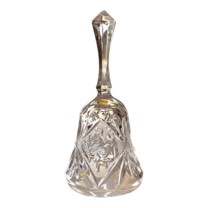 Mid 20th Century Crystal Dinner Hand Bell With Equestrian Horses and Star Design