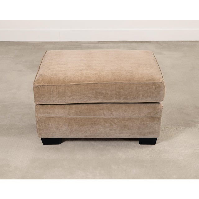 Three Seat Rolled-Arm Sofa and Ottoman in Camel Velvet Us Made For Sale - Image 17 of 18