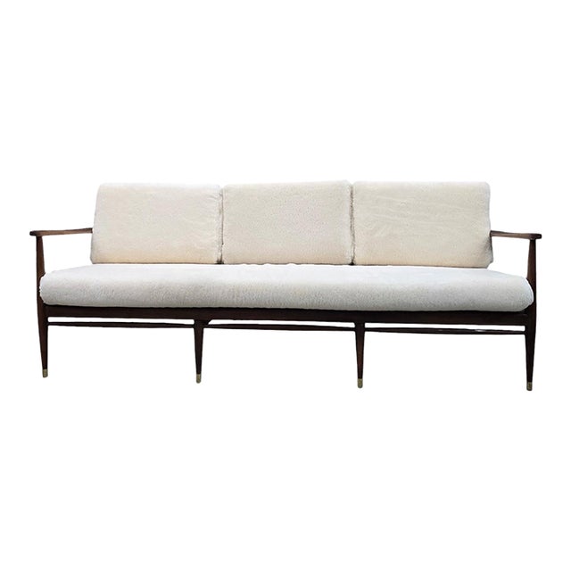 Mid 20th Century Danish Modern Sofa Attributed to Ib Kofod-Larsen Newly Reupholstered For Sale