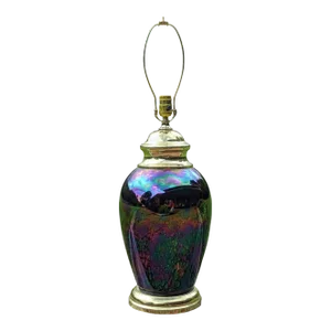 Vintage Postmodern Iridescent Purple Glass and Brass Lamp