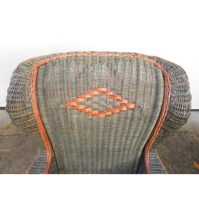 Palecek Vintage Palecek Wicker Rattan Wingback Chair ~ Victorian Style ~ Throne Armchair For Sale - Image 4 of 17