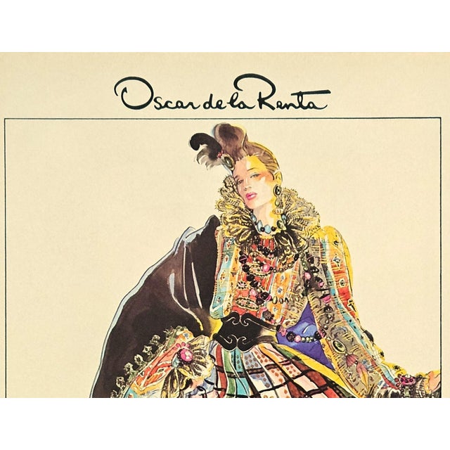 This is a 1983 Oscar de le Renta fashion print that originally appeared in a French fashion magazine of the time. It is...