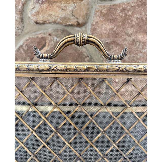 Metal Late 20th Century Super Heavy French Louis XV Style Brass Fireplace Screen Fire Screen 30"h X 27"w X 13"d For Sale - Image 7 of 12