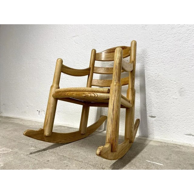 Brutalist Rocking Chair with Wickerwork, 1970s For Sale - Image 3 of 11