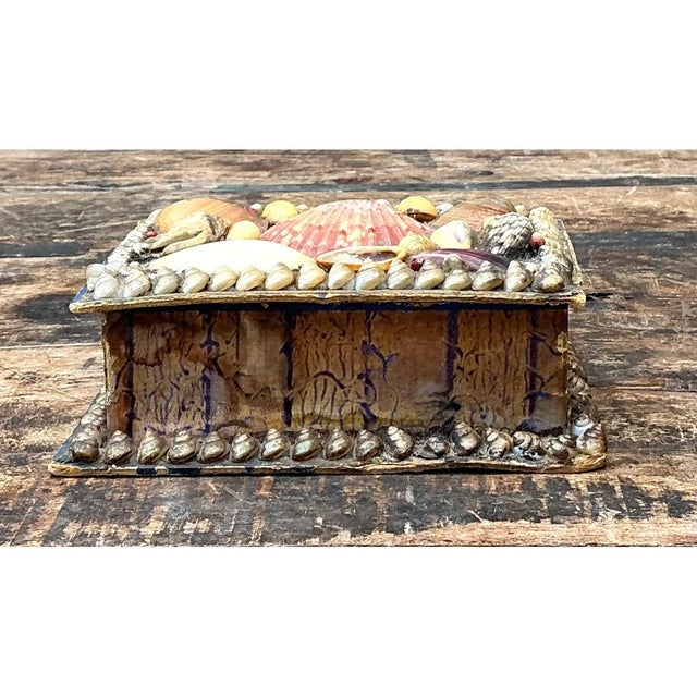 Mid-Century Modern Vintage Shell Embellished Keepsake Box For Sale - Image 3 of 12