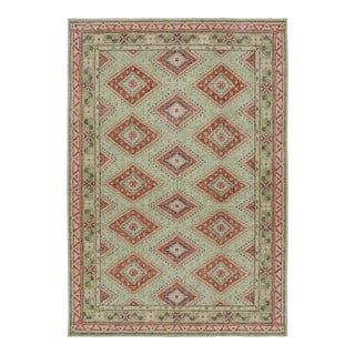 Rug & Kilim’s Diamond Play Rug in Mint and Rust, 10x14 For Sale
