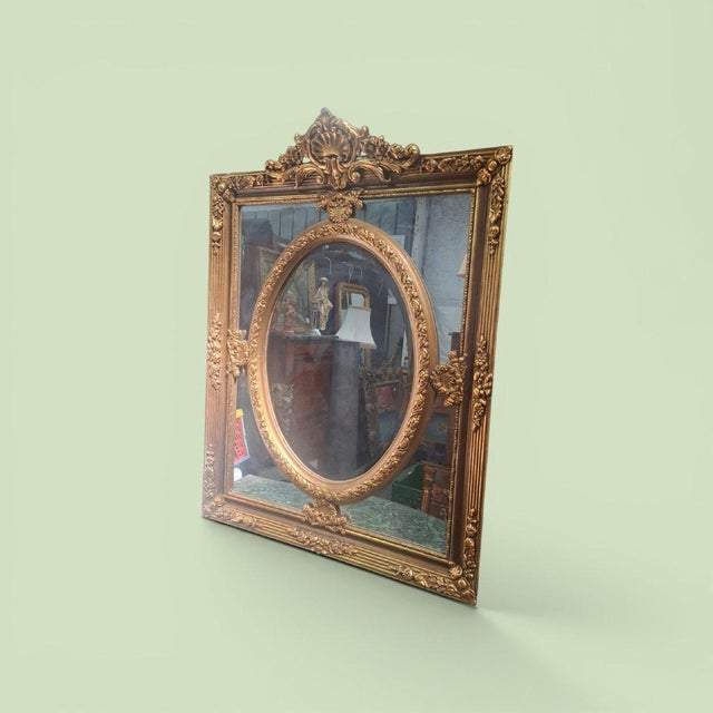 Gold Vintage Louis XV Style Mirror in Plaster, 1970 For Sale - Image 8 of 8