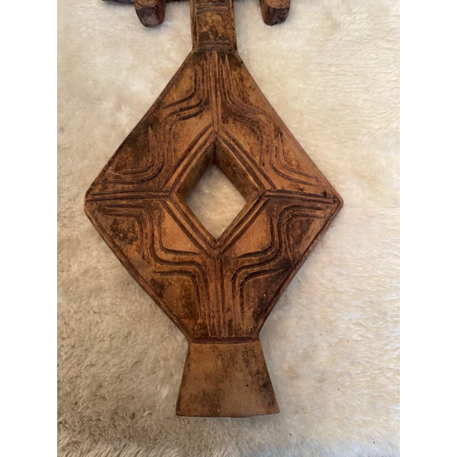 Wood Late 19th Century Old African Kota Tribal Wood and Copper Ancestor Carved Wooden Statue Art Wall Hanging For Sale - Image 7 of 12