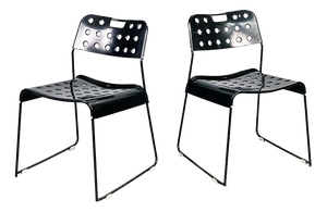 Set of Italian Modern Black Steel Chairs Omstak by Rodney Kinsman Bieffeplast, 1970s