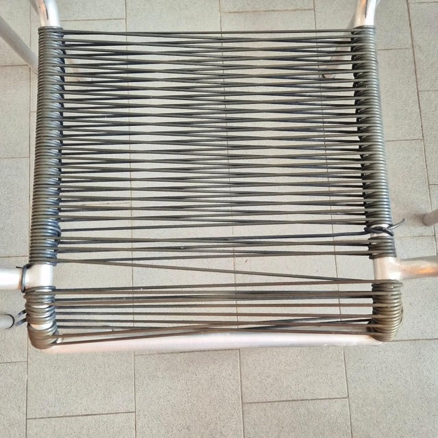 Vintage Aluminum and Plastic Wire Armchairs from Scoubidou, 1950s, Set of 5 For Sale - Image 8 of 17
