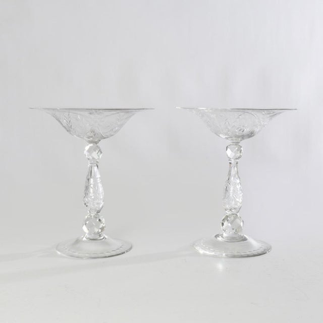 Mid 20th Century Mid 20th Century Beautiful Crystal Compotes - a Pair For Sale - Image 5 of 5