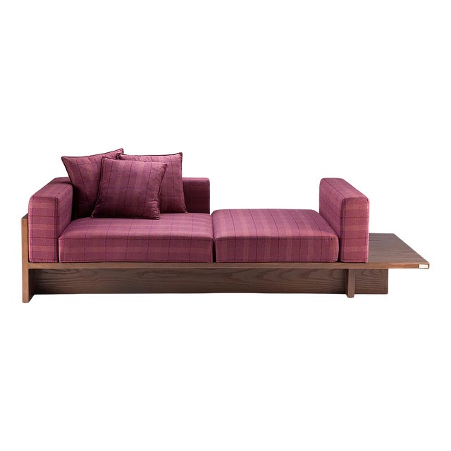 Bordeaux Fabric & Smoked Oak Chaplin Sofa from Collector For Sale
