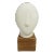 Cycladic Head Sculpture: Modernist Bisque Ceramic on Wooden Base MCM For Sale