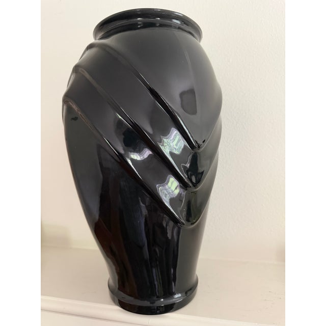 Modern Vintage Anchor Hocking Large Black Glass Vase For Sale - Image 3 of 8