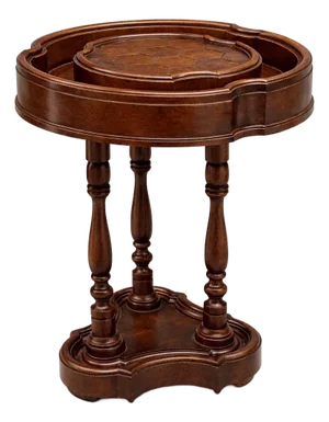 Vintage Gentleman’s Smoking Table With Gallery Tray Top and Cigar Rest Compartments – Turned Pedestal Base