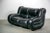 Italian Space Age Black Leather 2-Seater Sofa, 1985 For Sale - Image 12 of 14