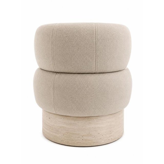 Rab Chair in Wool and Travertine by Christophe Perichon For Sale - Image 4 of 7