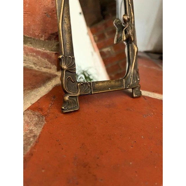 Antique Art Nouveau Brass Freestanding Dressing Table Mirror, 1900 For Sale - Image 4 of 6